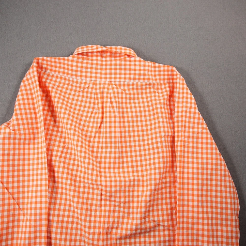 Youth Polo Ralph Lauren Gingham Plaid Long Vacation Costal Orange Shirt XL